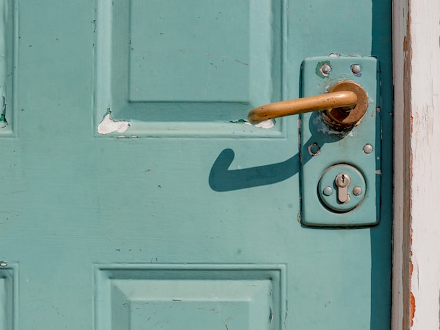 Locked blue door